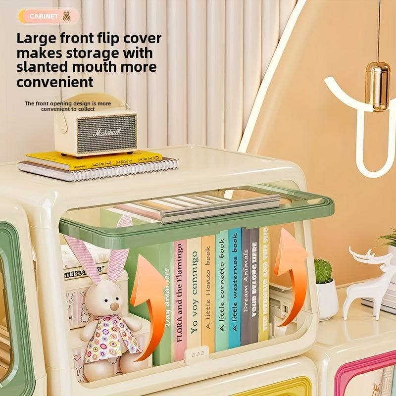 A Multifunctional Storage Cabinet for Miscellaneous Item Organization, A Wheeled And Movable Shelf with Multiple Stackable Layers, Featuring A Colorful And Cute Style with Dust-proof Storage.