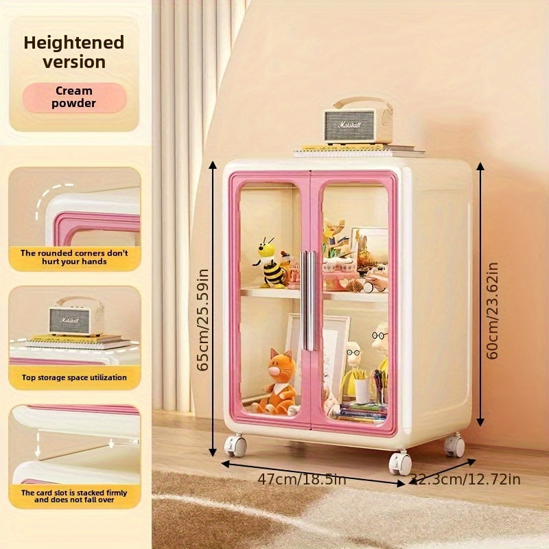 A Multifunctional Storage Cabinet for Miscellaneous Item Organization, A Wheeled And Movable Shelf with Multiple Stackable Layers, Featuring A Colorful And Cute Style with Dust-proof Storage.