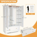 Bonnlo Freestanding Wide Armoire Wardrobe Closet with Shelves, Hanging Rod And Drawers for Bedroom